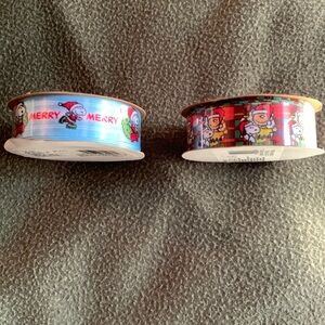 NWOT Offray Peanuts decorative Christmas ribbon. Set of 2. 7/8” x 9’